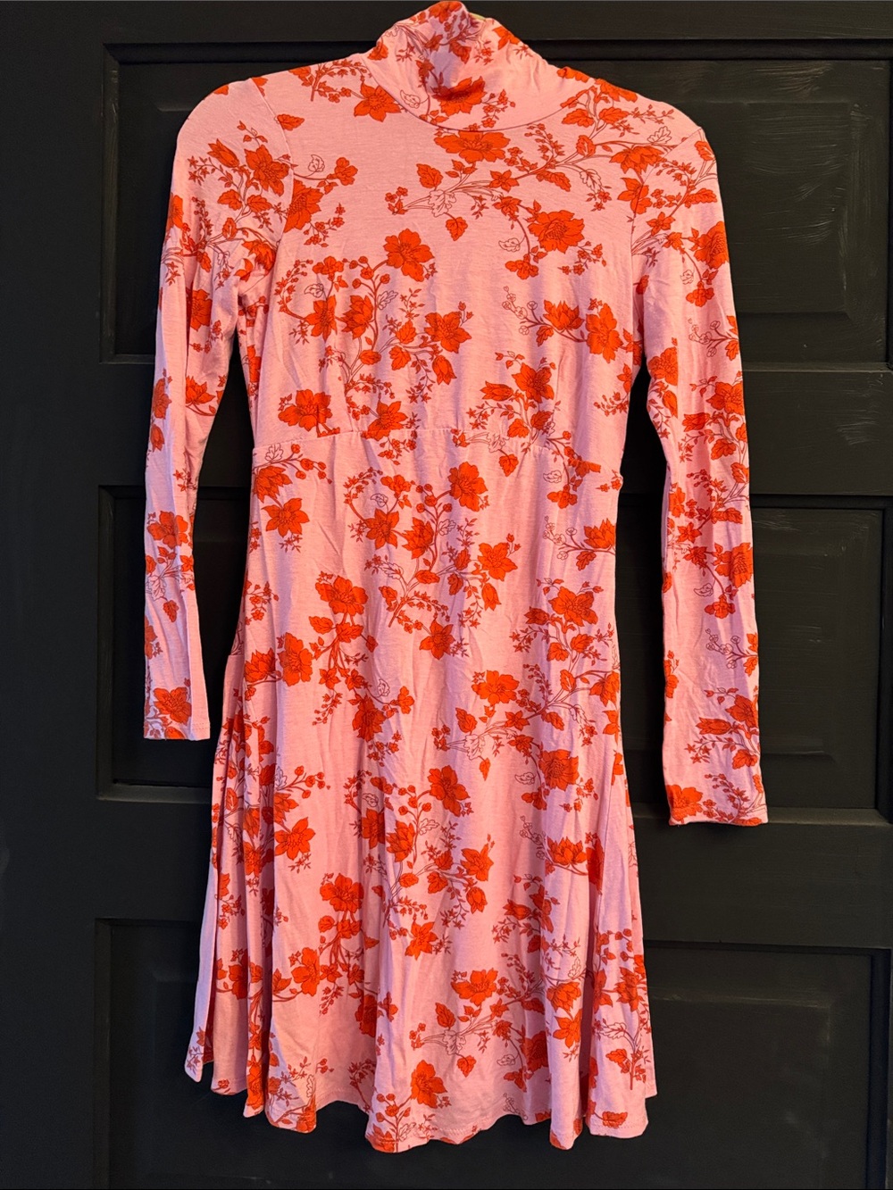 ASOS Pink Long-Sleeve Floral Turtleneck Dress